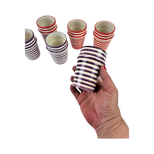 Bell & Dee Cups Bullseye Small Lilac and Coral set of 6