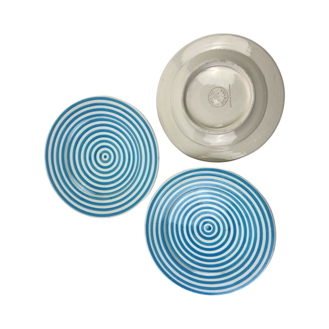 BULLSEYE APPETIZER plates set of 3 Turquoise