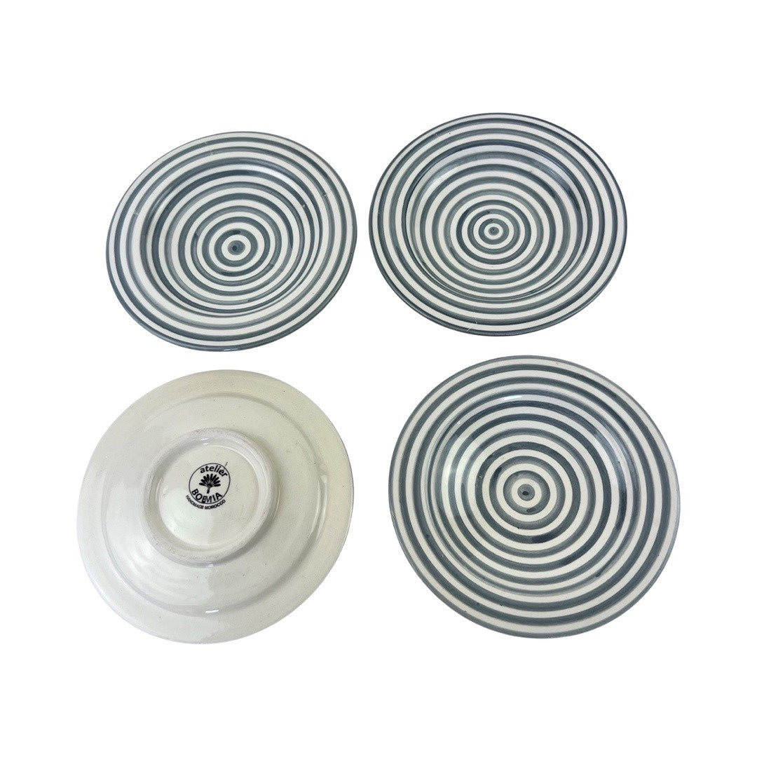 BULLSEYE APPETIZER plates set of 4 GRAY NOURDINE