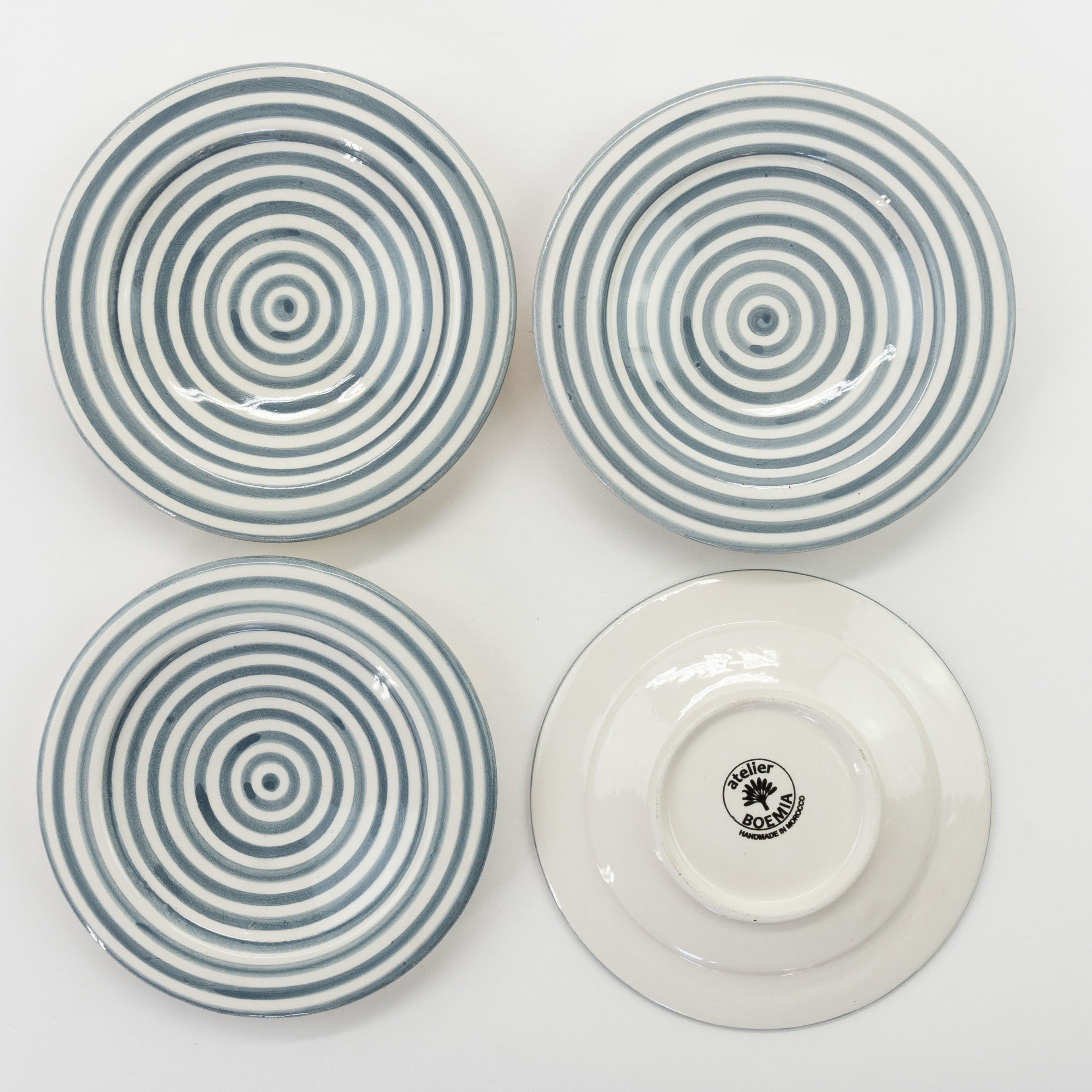 BULLSEYE APPETIZER plates set of 4 GRAY