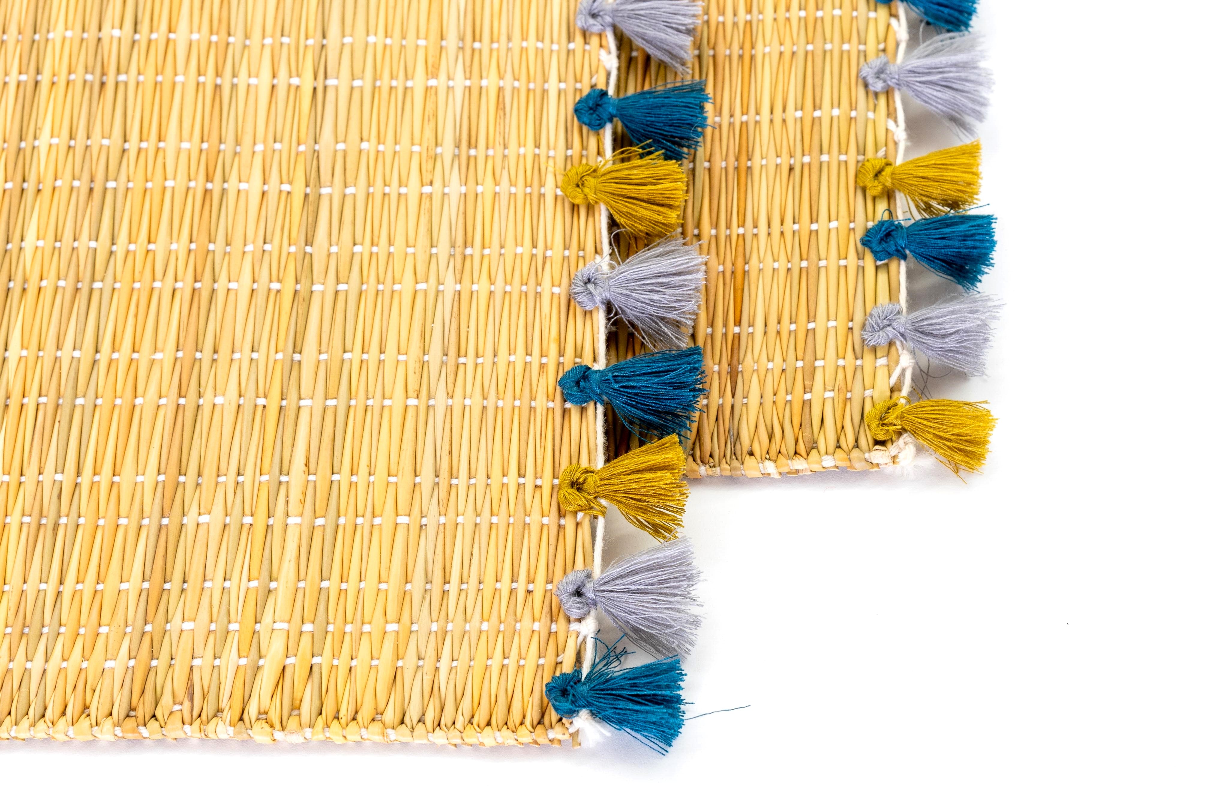 LOLA placemat with tassels CERULEAN HAZE-SET OF 2