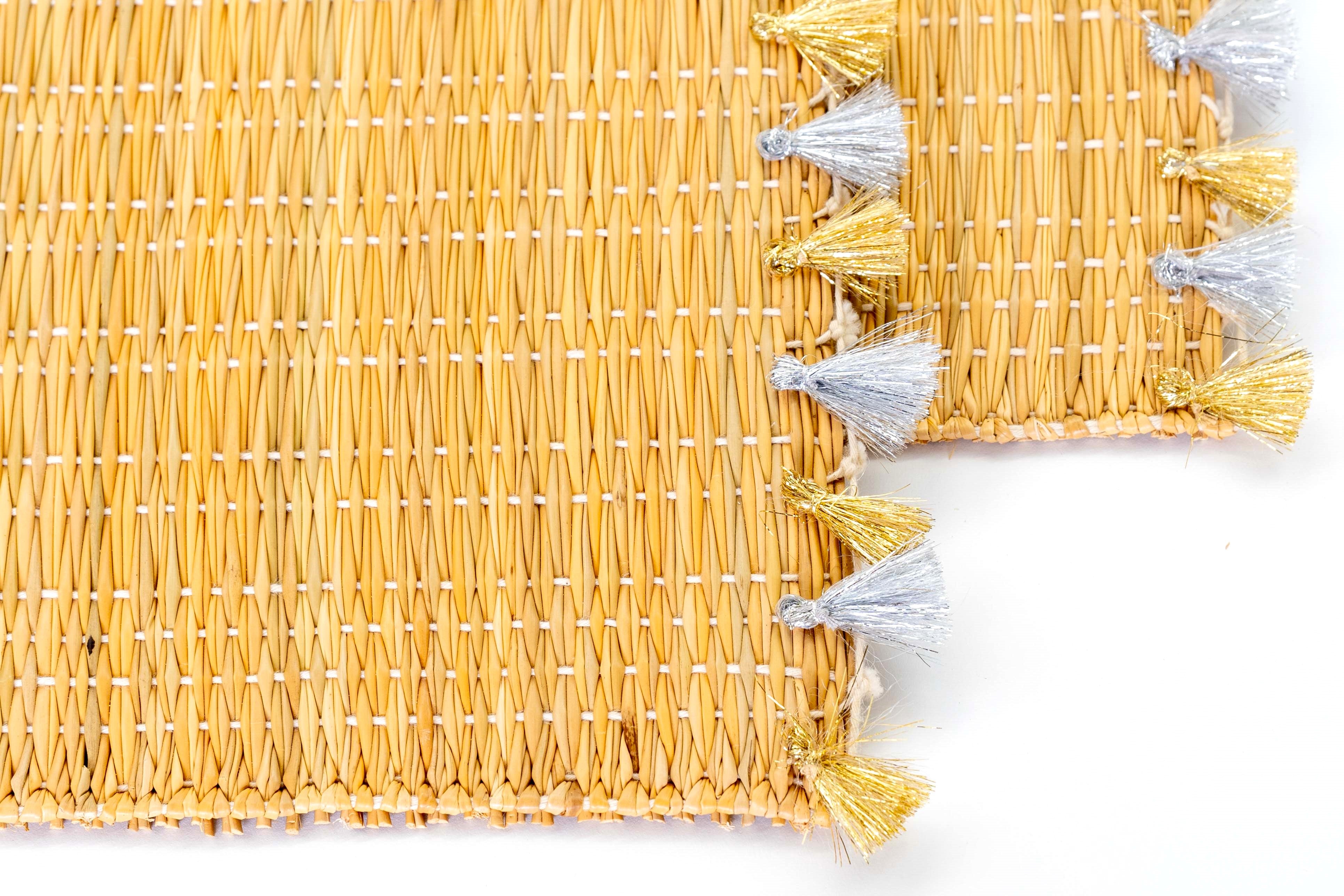LOLA placemat with tassels GOLD/SILVER-SET OF 2