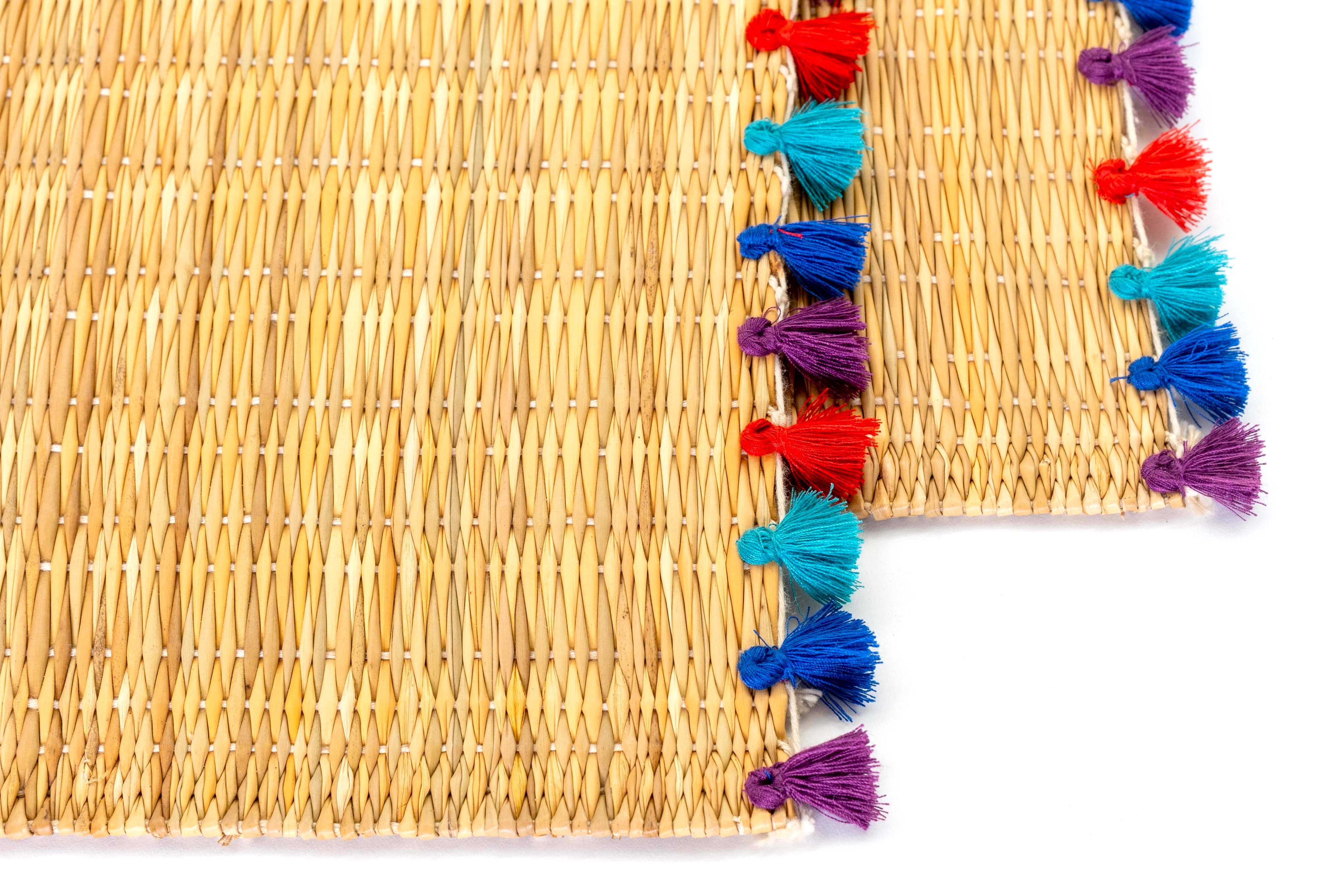LOLA placemat with tassels JEWEL TONES-SET OF 2