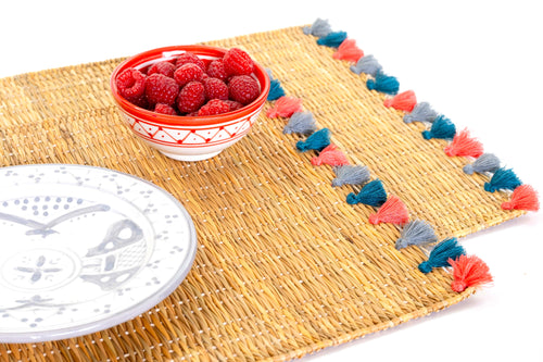 LOLA placemat with tassels NANTUCKET-SET OF 2