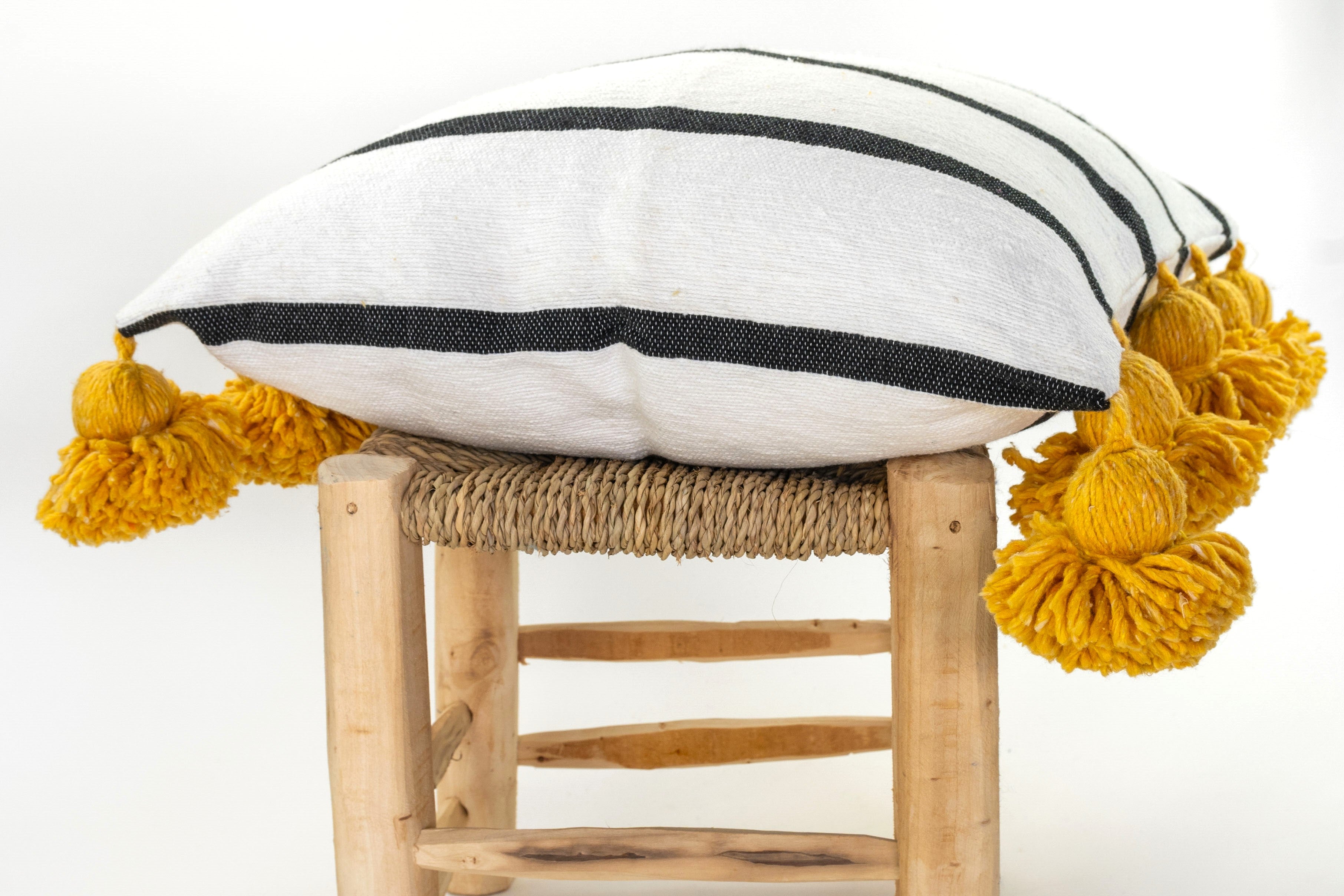 LINA pillow cover WHITE/BLACK/SAFFRON