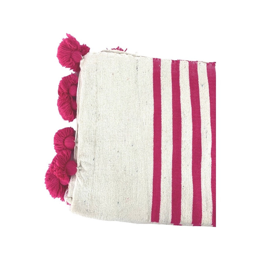 Fuchsia White Blanket-Twin Size