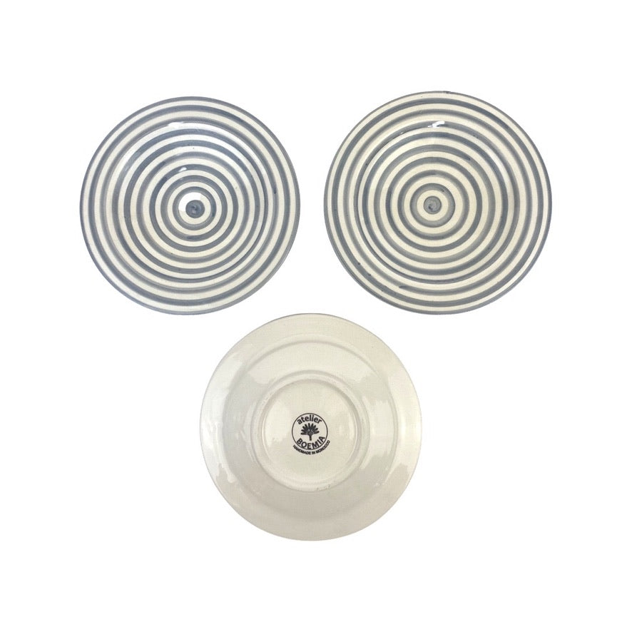 BULLSEYE APPETIZER PLATES set of 3 GRAY