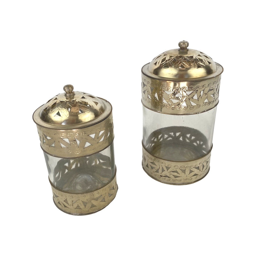 PIERCED GLASS JARS set of 2