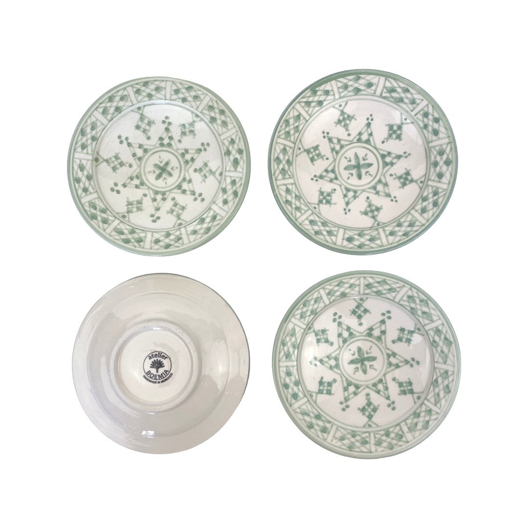 SAFI APPETIZER PLATES set of 4 CELADON ARGYLE