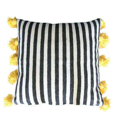 LINA pillow cover-black/white/yellow-atelierBOEMIA
