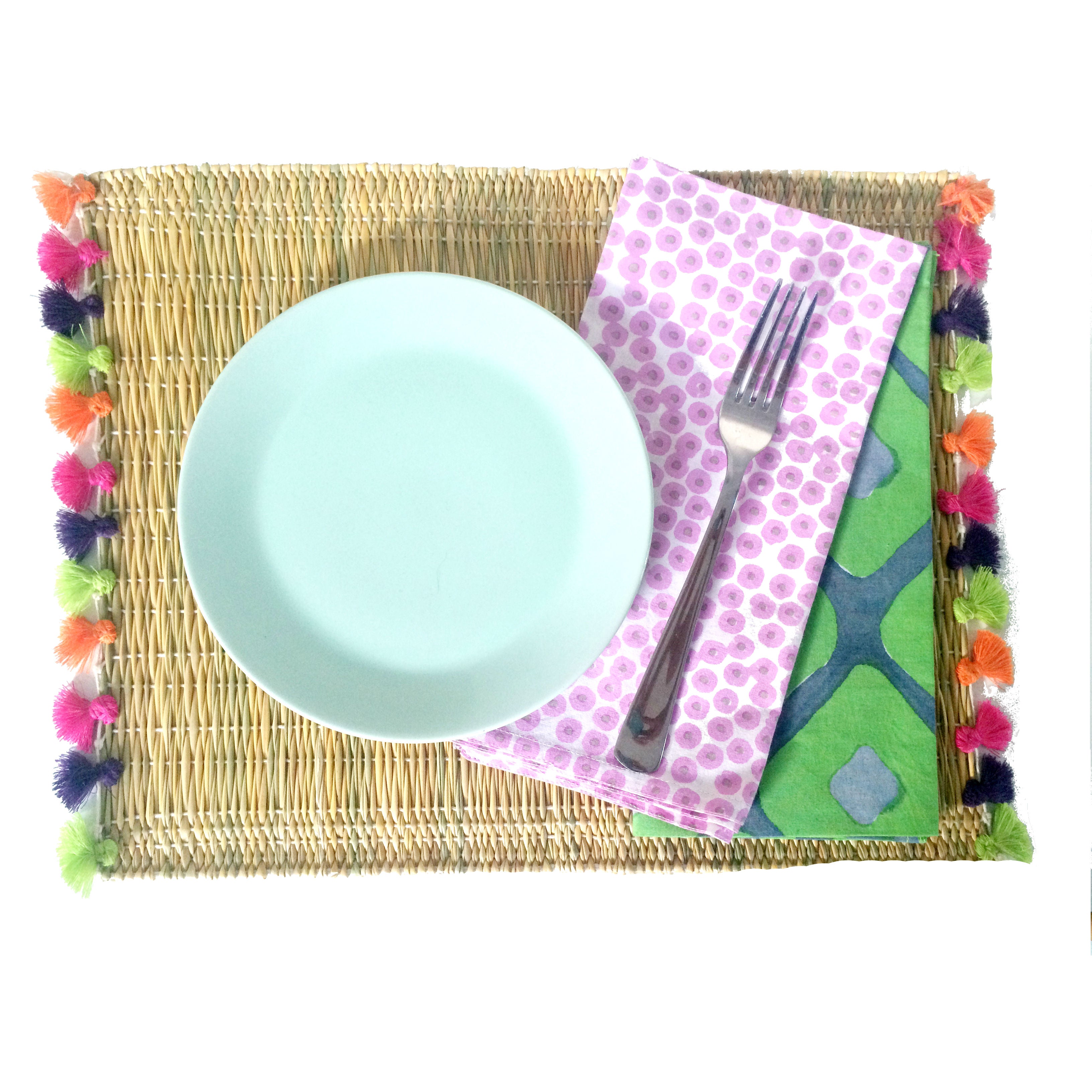 LOLA placemat with tassels PREPPY-SET OF 2 - atelierBoemia - atelierboemia.com