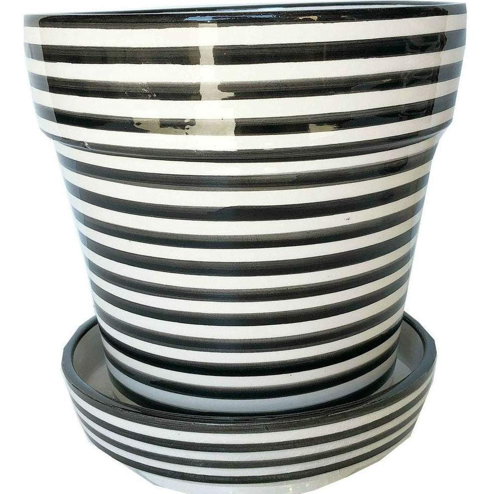 black and white striped plant pot Bullseye Planter Large Black| Ceramic Planter – atelierBOEMIA
