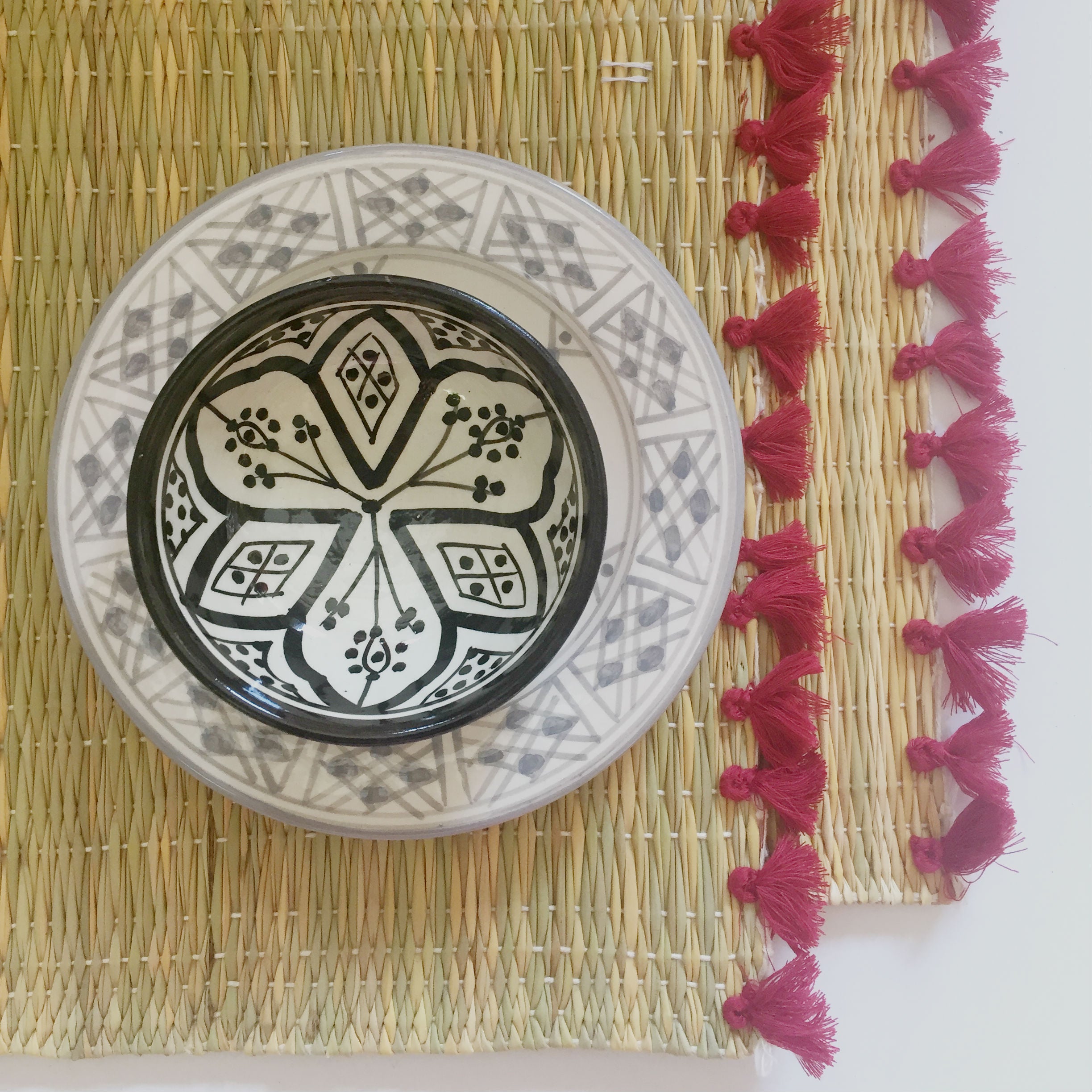 LOLA placemat with tassels RED-SET OF 2