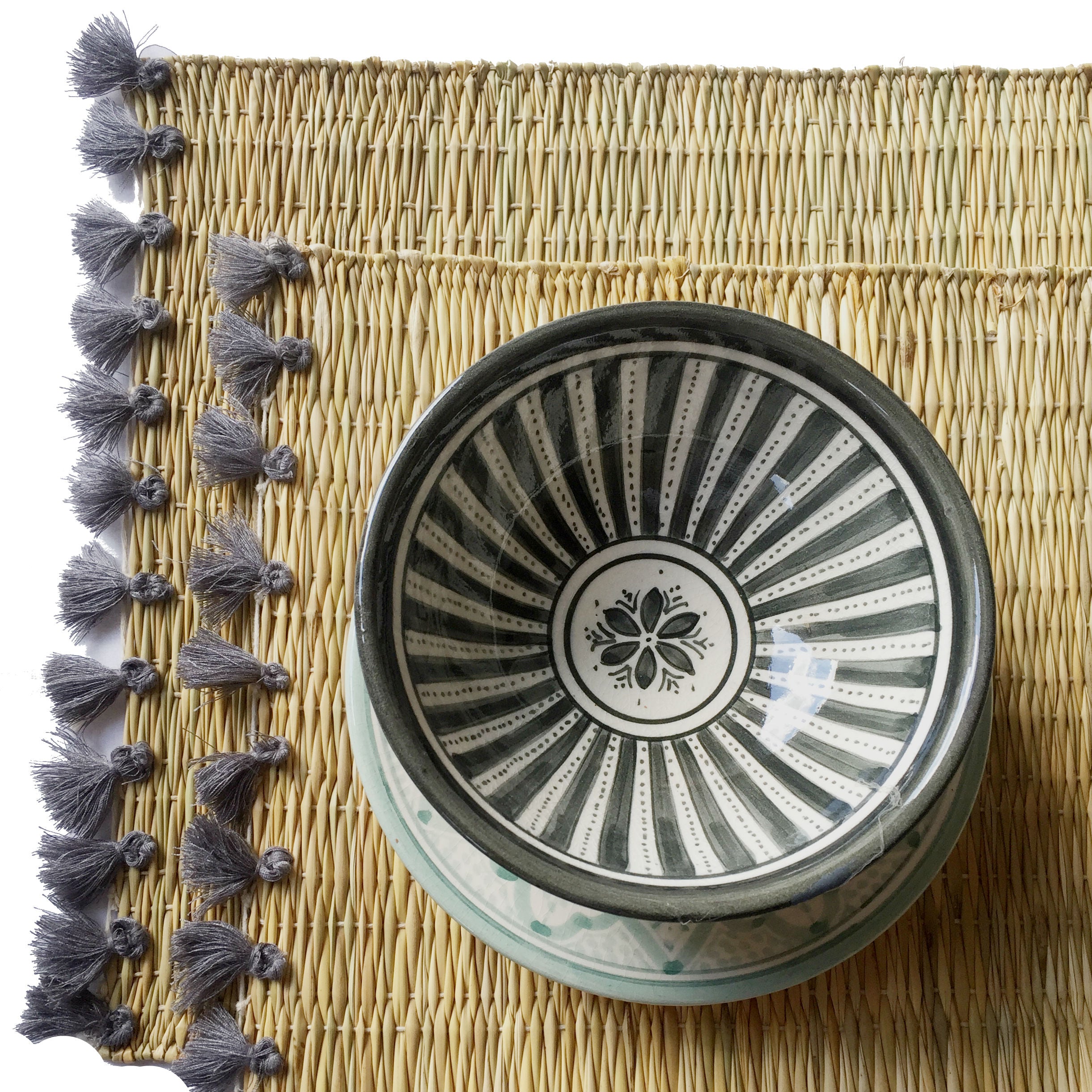 LOLA placemat with tassels GRAY- SET OF 2