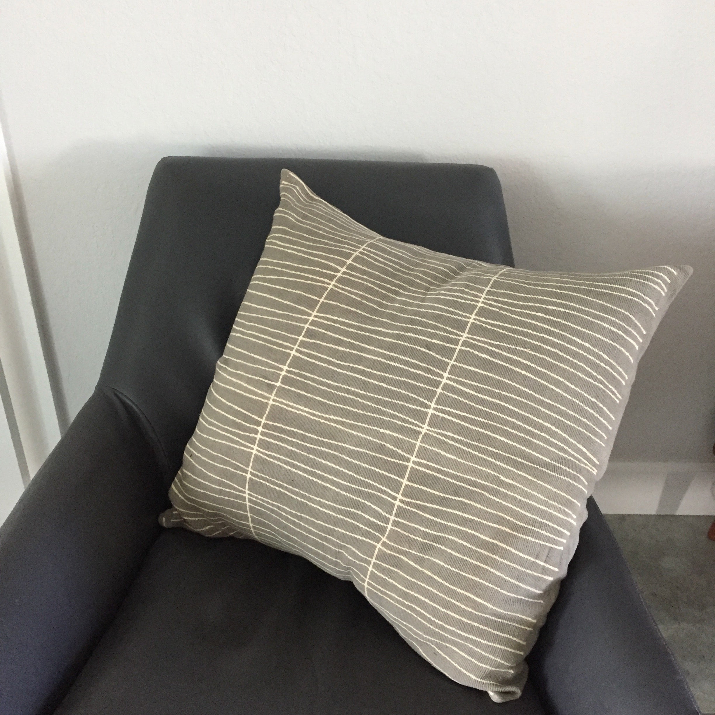 LINES MUDCLOTH pillow cover GRAY 24"