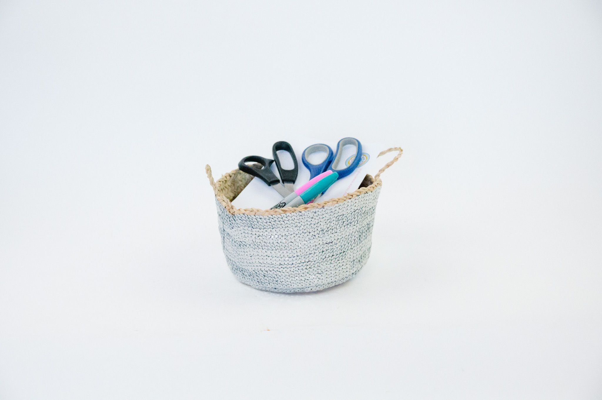 SEQUIN basket SILVER