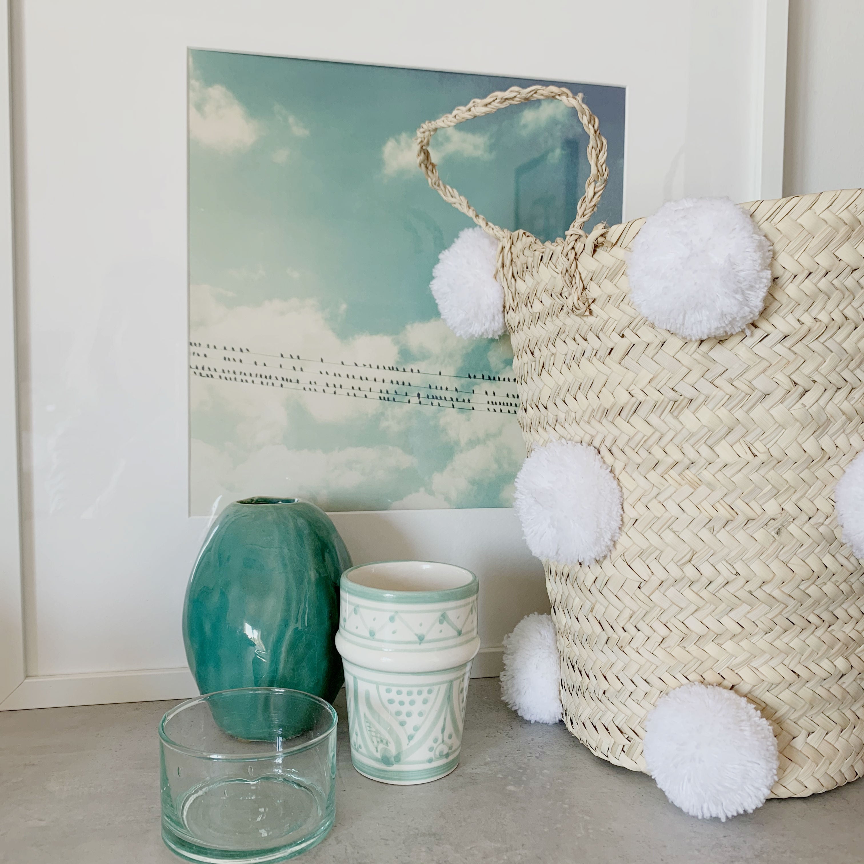 OTHELLO pompom basket WHITE