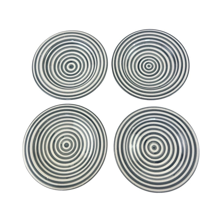 BULLSEYE APPETIZER plates set of 4 GRAY NOURDINE