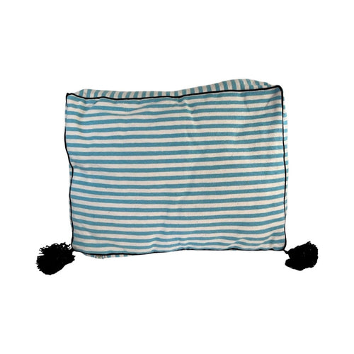 MARTHA PET BED large TURQUOISE/WHITE/BLACK-Two Tassels