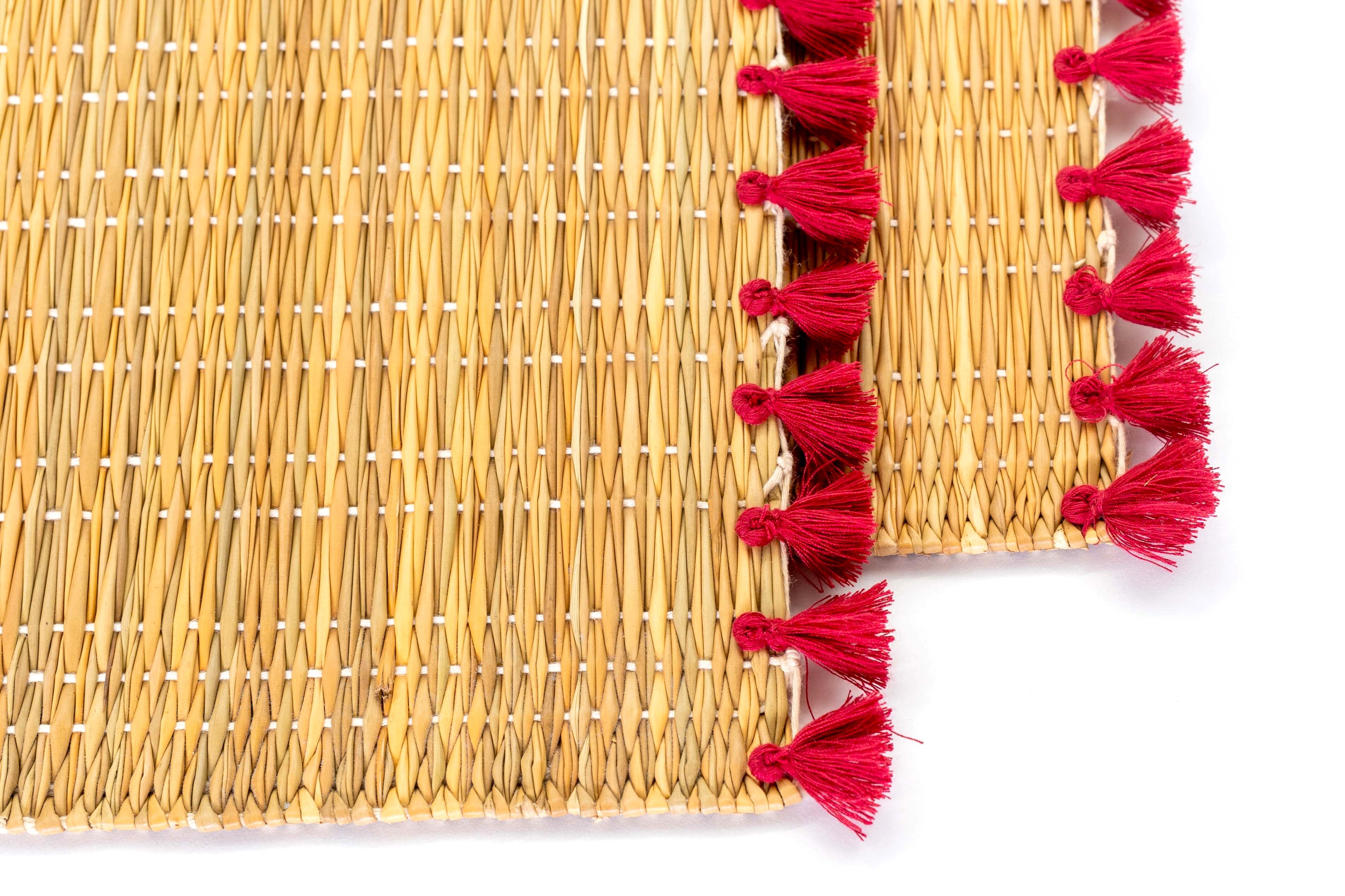 LOLA placemat with tassels RED-SET OF 2