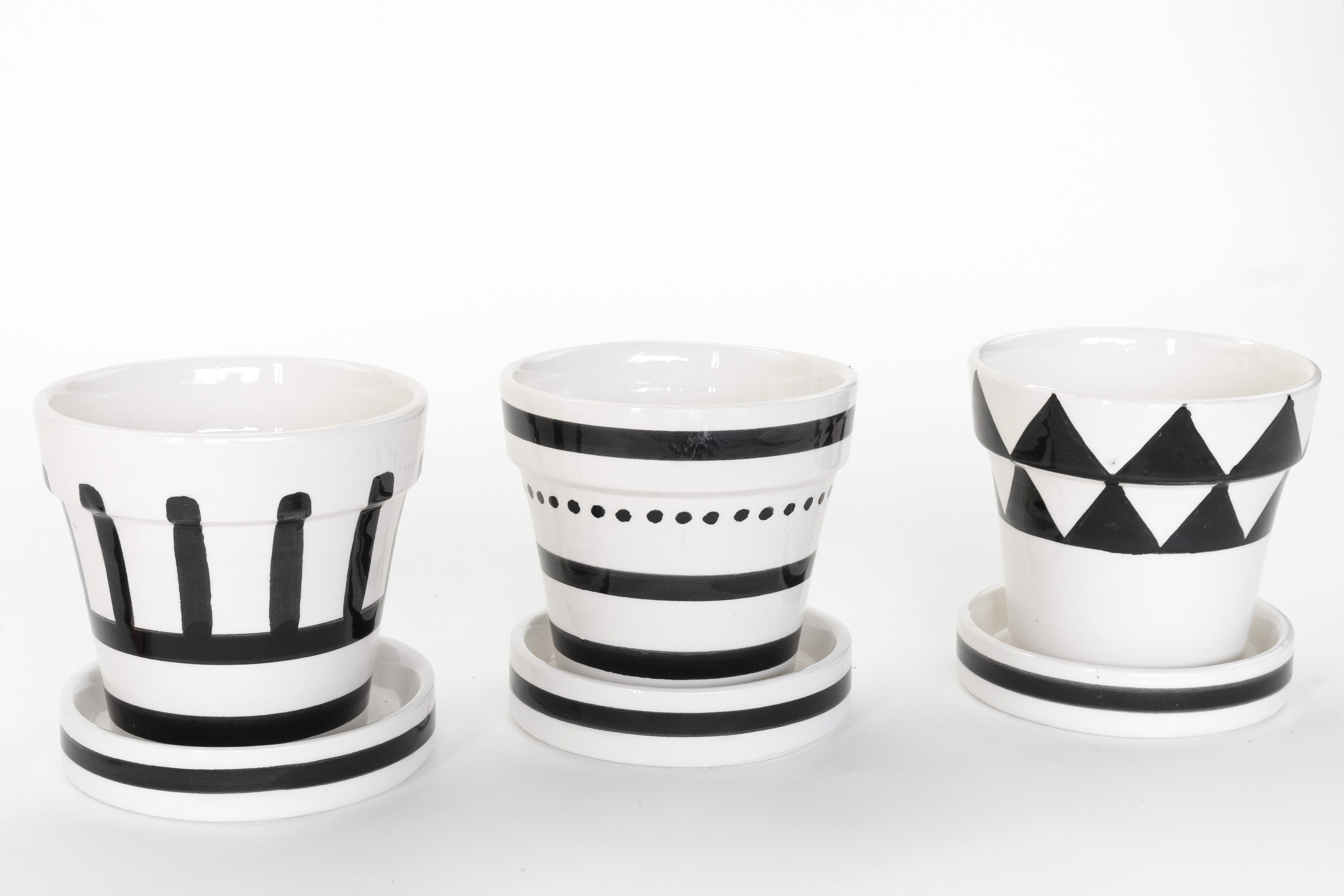 Graphic Planter Set of 3 | Ceramic Planter | Ceramic Pots – atelierBOEMIA
