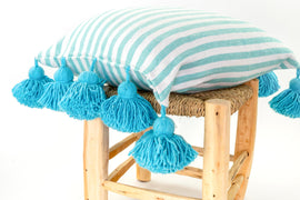 LINA pillow cover WHITE/SKY/OCEAN