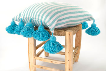 LINA pillow cover WHITE/SKY/OCEAN