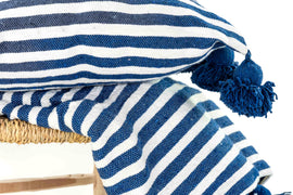 LINA pillow cover COBALT/WHITE/COBALT