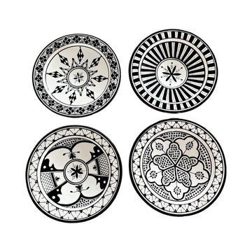 SAFI DINNER plates set of 4 BLACK slight imperfections in glaze