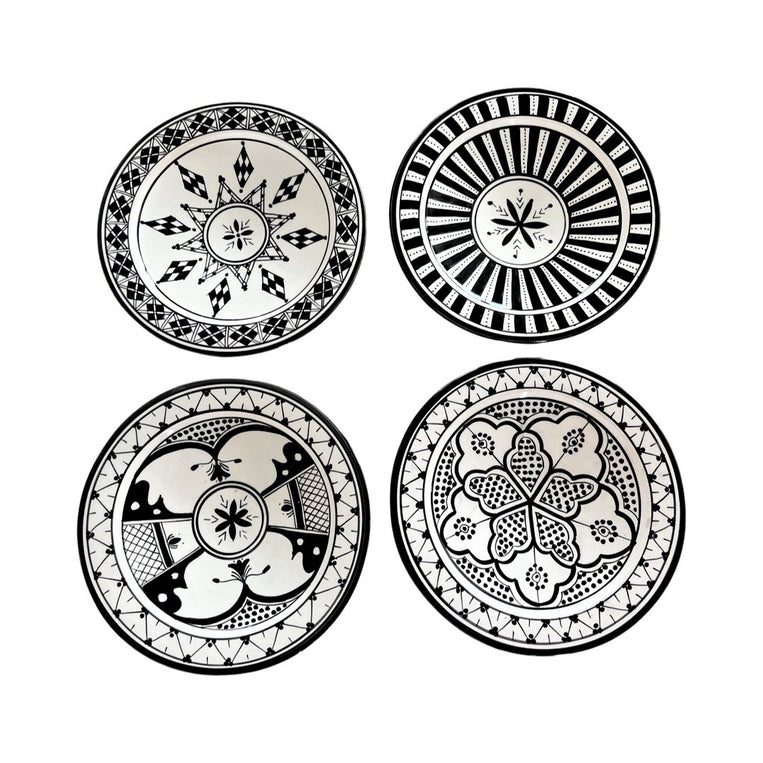 SAFI DINNER plates set of 4 BLACK slight imperfections in glaze
