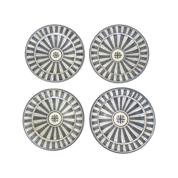 SAFI APPETIZER PLATES set of 4 GRAY ALL RAY PATTERN