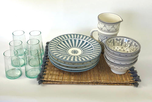 Blue-Grey Dinnerware Plates and Bowl | Dinnerware Set of 4 | Hand-Finished  Ceramics | Tableware | Salad Plates | Dinner Plates