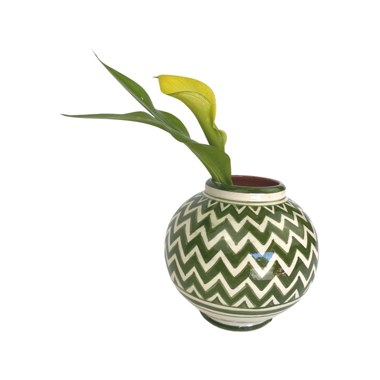 GREEN ZIG ZAG vase