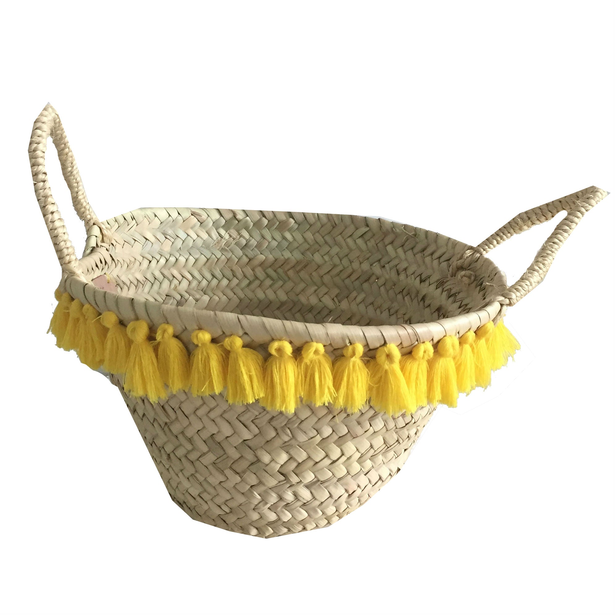 LINUS basket with tassels YELLOW