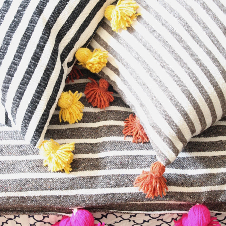 LINA pillow cover BLACK/WHITE/YELLOW