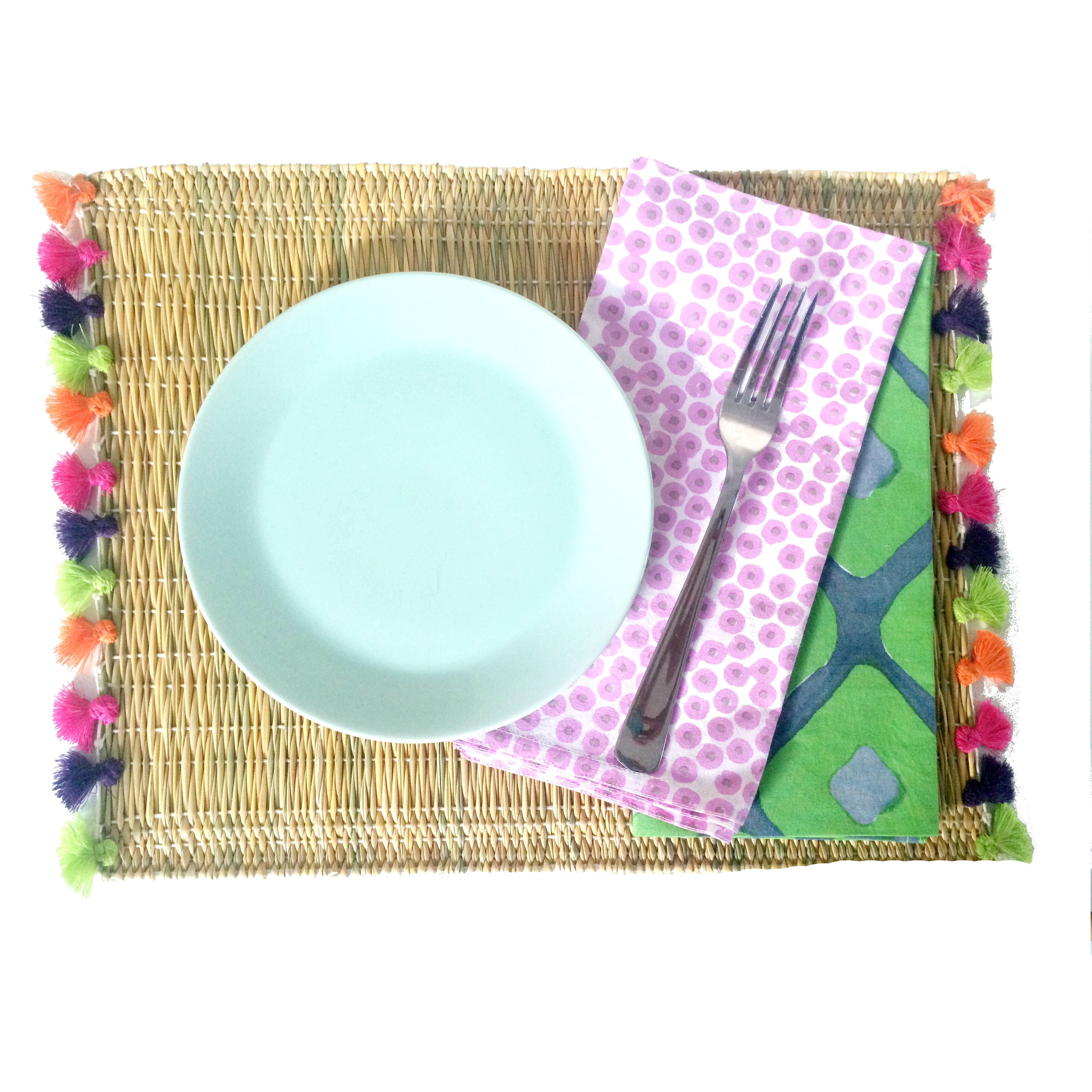 LOLA placemat with tassels PREPPY-SET OF 2