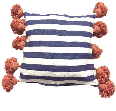 LINA pillow cover-cobalt/white/orange-atelierBOEMIA