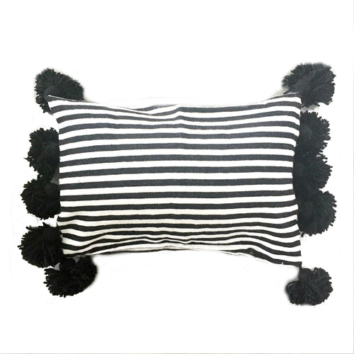 LINA lumbar pillow cover-black/white/black-atelierBOEMIA