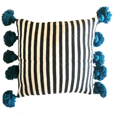 LINA pillow cover-black/white/turquoise-atelierBOEMIA