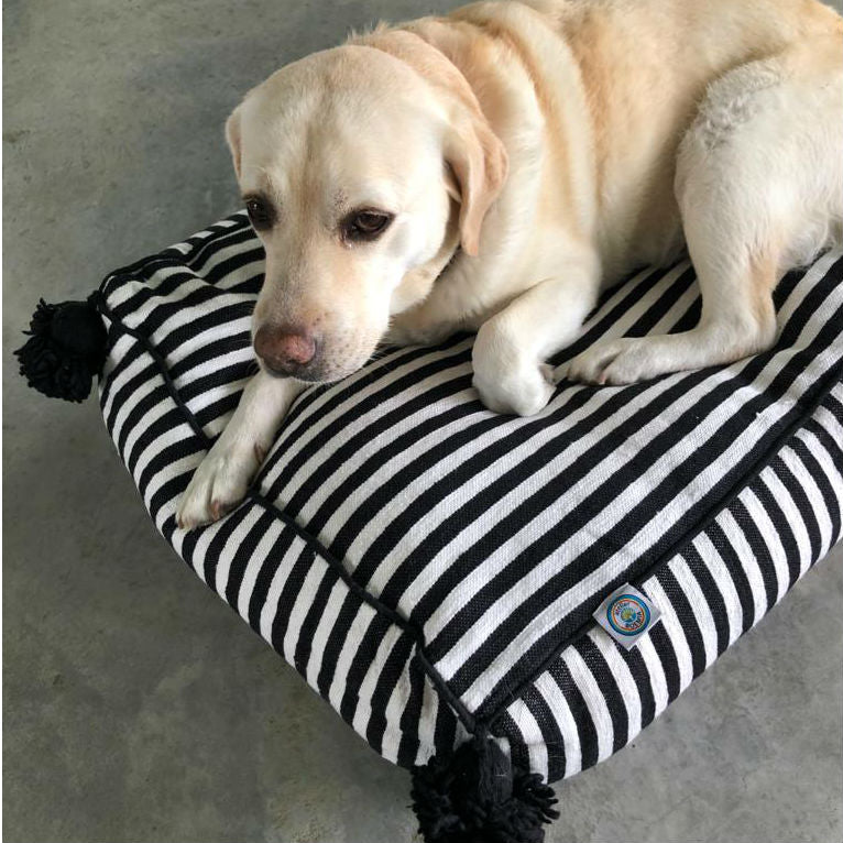 Black and white deals striped dog bed